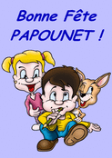 Joyeuse f&ecirc;te Papounet avec ses enfants et un animal